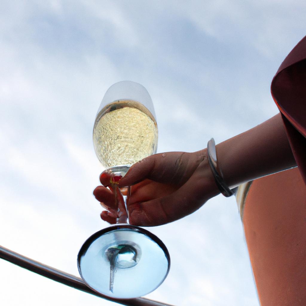 Person raising a champagne glass